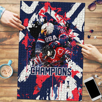 USA Ice Hockey Champions Eagle Puzzle Patriotic Paint Splash Graffiti Art