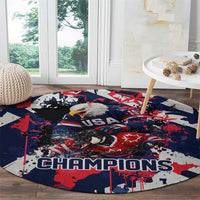 USA Ice Hockey Champions Eagle Round Carpet Patriotic Paint Splash Graffiti Art