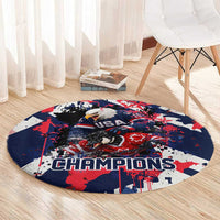 USA Ice Hockey Champions Eagle Round Carpet Patriotic Paint Splash Graffiti Art