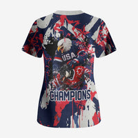 USA Ice Hockey Champions Eagle Scrub Top Patriotic Paint Splash Graffiti Art