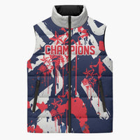 USA Ice Hockey Champions Eagle Sleeveless Puffer Jacket Patriotic Paint Splash Graffiti Art