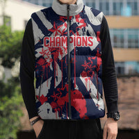 USA Ice Hockey Champions Eagle Sleeveless Puffer Jacket Patriotic Paint Splash Graffiti Art
