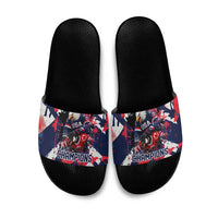 USA Ice Hockey Champions Eagle Slide Sandals Patriotic Paint Splash Graffiti Art