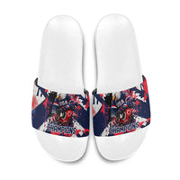 USA Ice Hockey Champions Eagle Slide Sandals Patriotic Paint Splash Graffiti Art