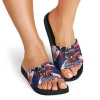 USA Ice Hockey Champions Eagle Slide Sandals Patriotic Paint Splash Graffiti Art