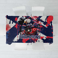 USA Ice Hockey Champions Eagle Tablecloth Patriotic Paint Splash Graffiti Art