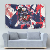 USA Ice Hockey Champions Eagle Tapestry Patriotic Paint Splash Graffiti Art