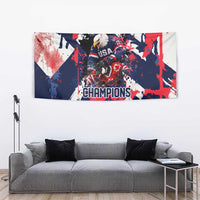 USA Ice Hockey Champions Eagle Tapestry Patriotic Paint Splash Graffiti Art