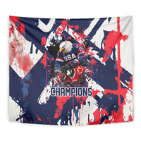 USA Ice Hockey Champions Eagle Tapestry Patriotic Paint Splash Graffiti Art