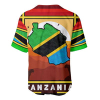 African Sunset Design Baseball Jersey with Flag Map Mount Kilimanjaro and Wildlife Scene