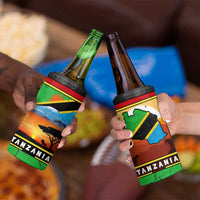 African Sunset Design 4 in 1 Can Cooler Tumbler with Flag Map Mount Kilimanjaro and Wildlife Scene