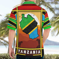 African Sunset Design Hawaiian Shirt with Flag Map Mount Kilimanjaro and Wildlife Scene