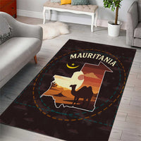 Mauritania Area Rug with Desert Sunset Camel Silhouette and Flag Accents