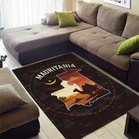 Mauritania Area Rug with Desert Sunset Camel Silhouette and Flag Accents