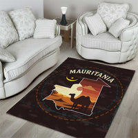 Mauritania Area Rug with Desert Sunset Camel Silhouette and Flag Accents
