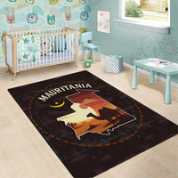 Mauritania Area Rug with Desert Sunset Camel Silhouette and Flag Accents