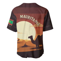 Mauritania Baseball Jersey with Desert Sunset Camel Silhouette and Flag Accents