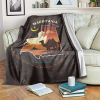 Mauritania Blanket with Desert Sunset Camel Silhouette and Flag Accents