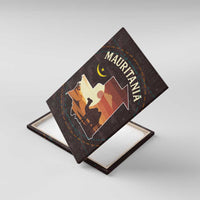 Mauritania Canvas Wall Art with Desert Sunset Camel Silhouette and Flag Accents