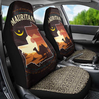 Mauritania Car Seat Cover with Desert Sunset Camel Silhouette and Flag Accents