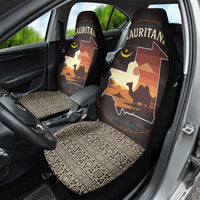 Mauritania Car Seat Cover with Desert Sunset Camel Silhouette and Flag Accents
