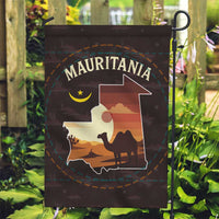 Mauritania Garden Flag with Desert Sunset Camel Silhouette and Flag Accents