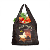 Mauritania Grocery Bag with Desert Sunset Camel Silhouette and Flag Accents