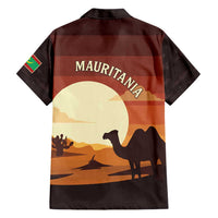 Mauritania Hawaiian Shirt with Desert Sunset Camel Silhouette and Flag Accents