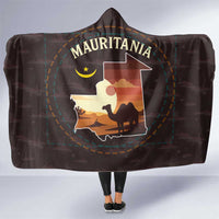 Mauritania Hooded Blanket with Desert Sunset Camel Silhouette and Flag Accents