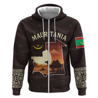 Mauritania Hoodie with Desert Sunset Camel Silhouette and Flag Accents