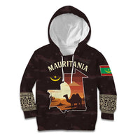 Mauritania Kid Hoodie with Desert Sunset Camel Silhouette and Flag Accents