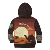 Mauritania Kid Hoodie with Desert Sunset Camel Silhouette and Flag Accents