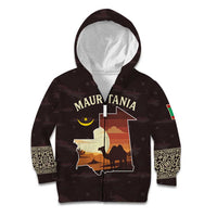 Mauritania Kid Hoodie with Desert Sunset Camel Silhouette and Flag Accents