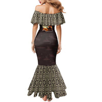 Mauritania Mermaid Dress with Desert Sunset Camel Silhouette and Flag Accents
