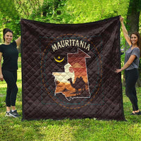 Mauritania Quilt with Desert Sunset Camel Silhouette and Flag Accents