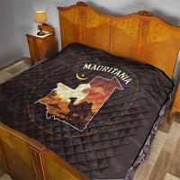 Mauritania Quilt with Desert Sunset Camel Silhouette and Flag Accents