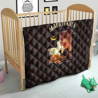 Mauritania Quilt with Desert Sunset Camel Silhouette and Flag Accents