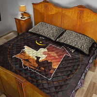 Mauritania Quilt Bed Set with Desert Sunset Camel Silhouette and Flag Accents