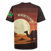 Mauritania Rugby Jersey with Desert Sunset Camel Silhouette and Flag Accents