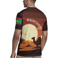 Mauritania Rugby Jersey with Desert Sunset Camel Silhouette and Flag Accents