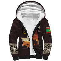 Mauritania Sherpa Hoodie with Desert Sunset Camel Silhouette and Flag Accents