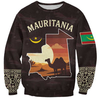Mauritania Sweatshirt with Desert Sunset Camel Silhouette and Flag Accents
