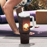 Mauritania Tumbler With Handle with Desert Sunset Camel Silhouette and Flag Accents