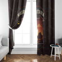 Mauritania Window Curtain with Desert Sunset Camel Silhouette and Flag Accents