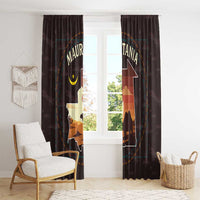 Mauritania Window Curtain with Desert Sunset Camel Silhouette and Flag Accents