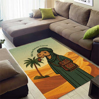 Mauritania Area Rug with Sidi the Sahara Camel Cartoon and Desert Caravan Design