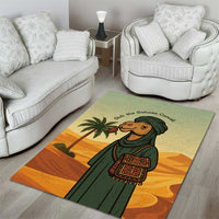 Mauritania Area Rug with Sidi the Sahara Camel Cartoon and Desert Caravan Design