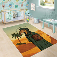 Mauritania Area Rug with Sidi the Sahara Camel Cartoon and Desert Caravan Design
