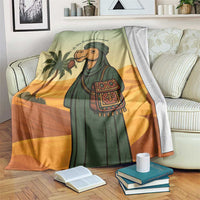 Mauritania Blanket with Sidi the Sahara Camel Cartoon and Desert Caravan Design
