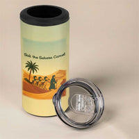 Mauritania 4 in 1 Can Cooler Tumbler with Sidi the Sahara Camel Cartoon and Desert Caravan Design